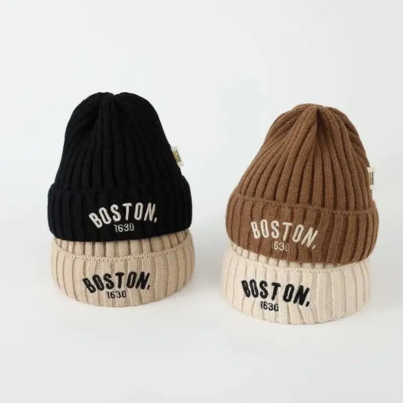 Winter Baby Hat Fashion Letter Pattern Knit Beanie Warm Cap for Infant Newborn Cold Weather Beanie Kid Accessories