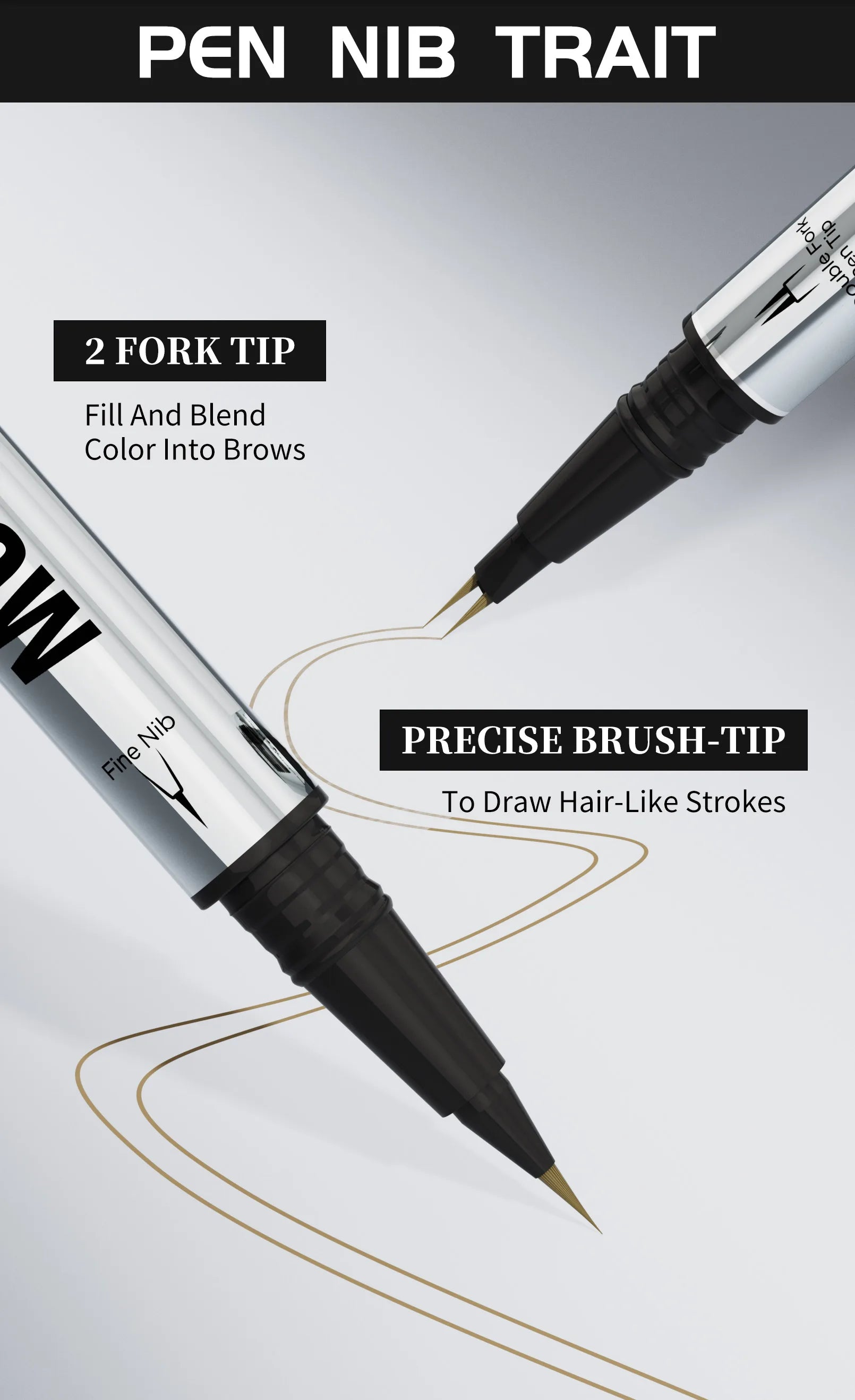 Two-pronged Eyebrow Pencil Waterproof Two-in-one Liquid Eyebrow Pencil Curved Eyebrow Pen With Fork And Precise Brush Tip Makeup