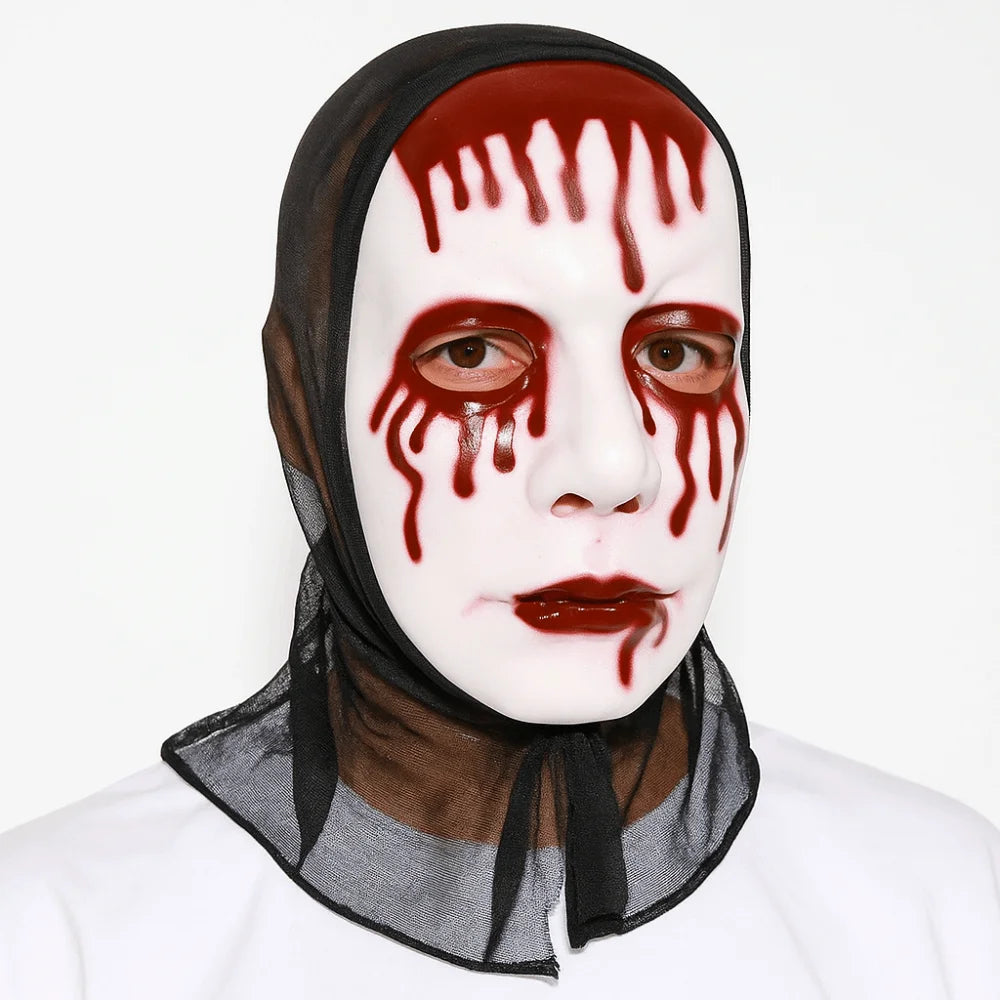 Scary Makeup Scary Look Halloween Mask Reusable Realistic Blood Party Costume Props Plastic Performance Mask Haunted House