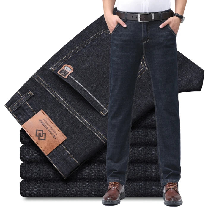 2024 Denim Jeans Casual Fashion Business Pants Classic New Arrivals Elastic Regular Fit Straight Trousers