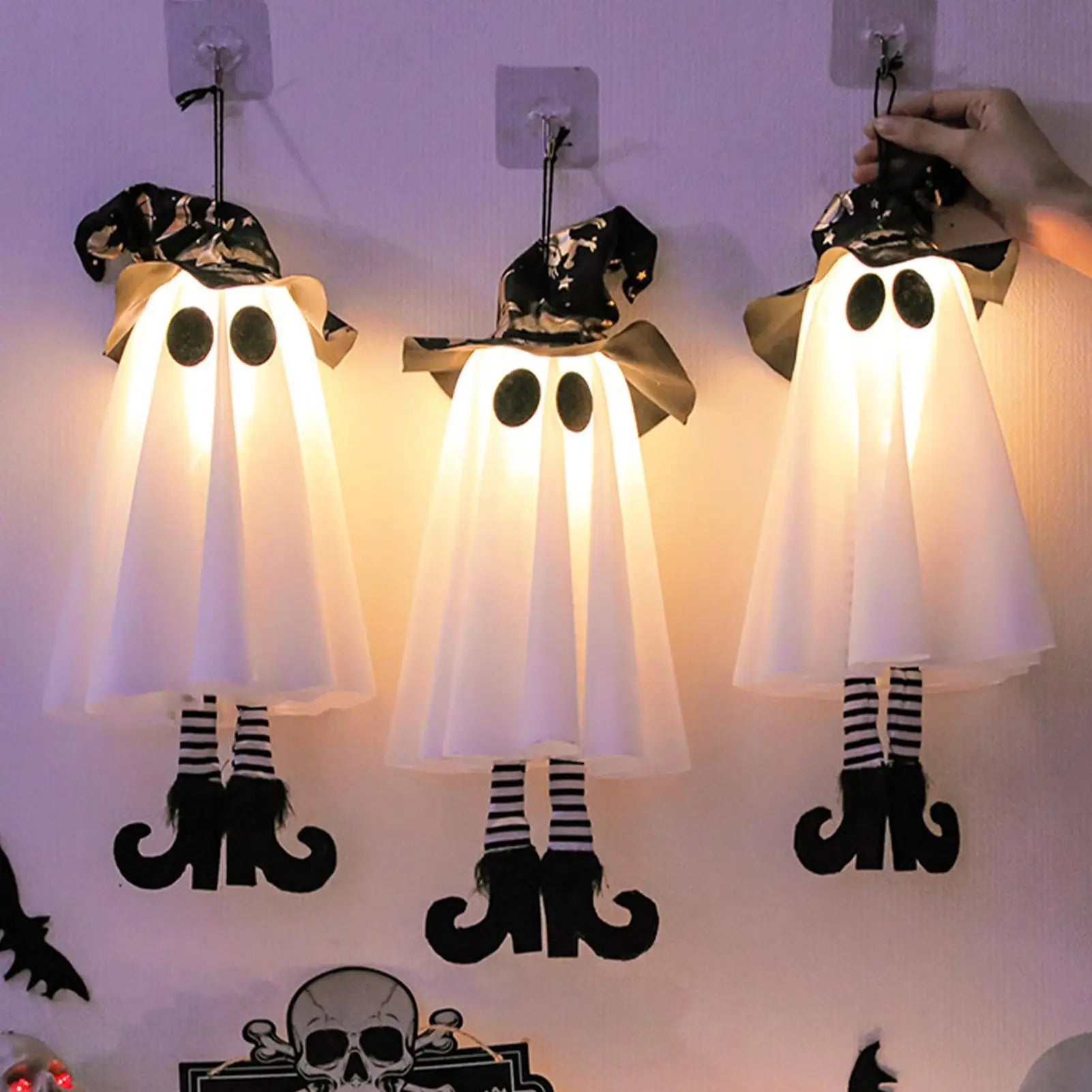 Halloween Decor LED Light Up Witch Ghost for Halloween Party Home Indoor Outdoor Yard Decoration Scary Hanging Ornaments Gift