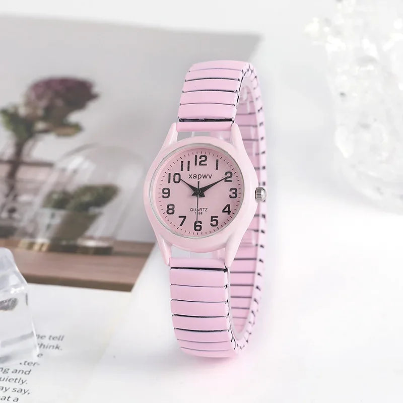 Fashion Watches for Women Stainless Steel Elastic Band Watch Black White Gold Pink Retro Ladies Bracelet Watch Reloj Mujer