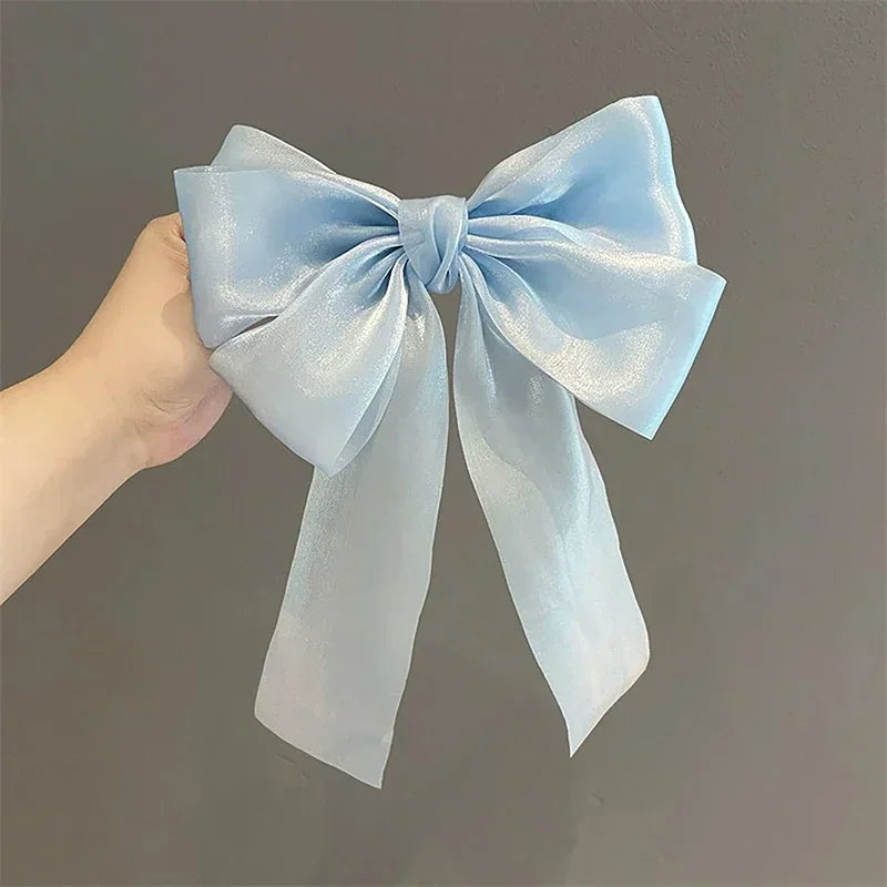 New Fashion Hair Accessories Black White Yarn Bow Hair Clip For Women Girls Spring Clip Back Head Hairpin
