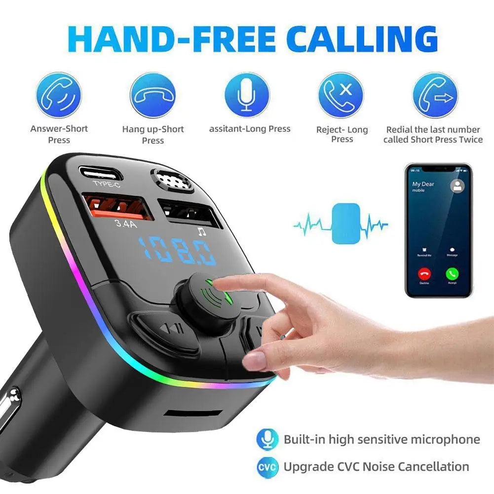 Car mp3 Handsfree Wireless Bluetooth Car Kit FM Transmitter TF Card LCD MP3 Player Dual USB 3.1A Car Charger Phone Charger