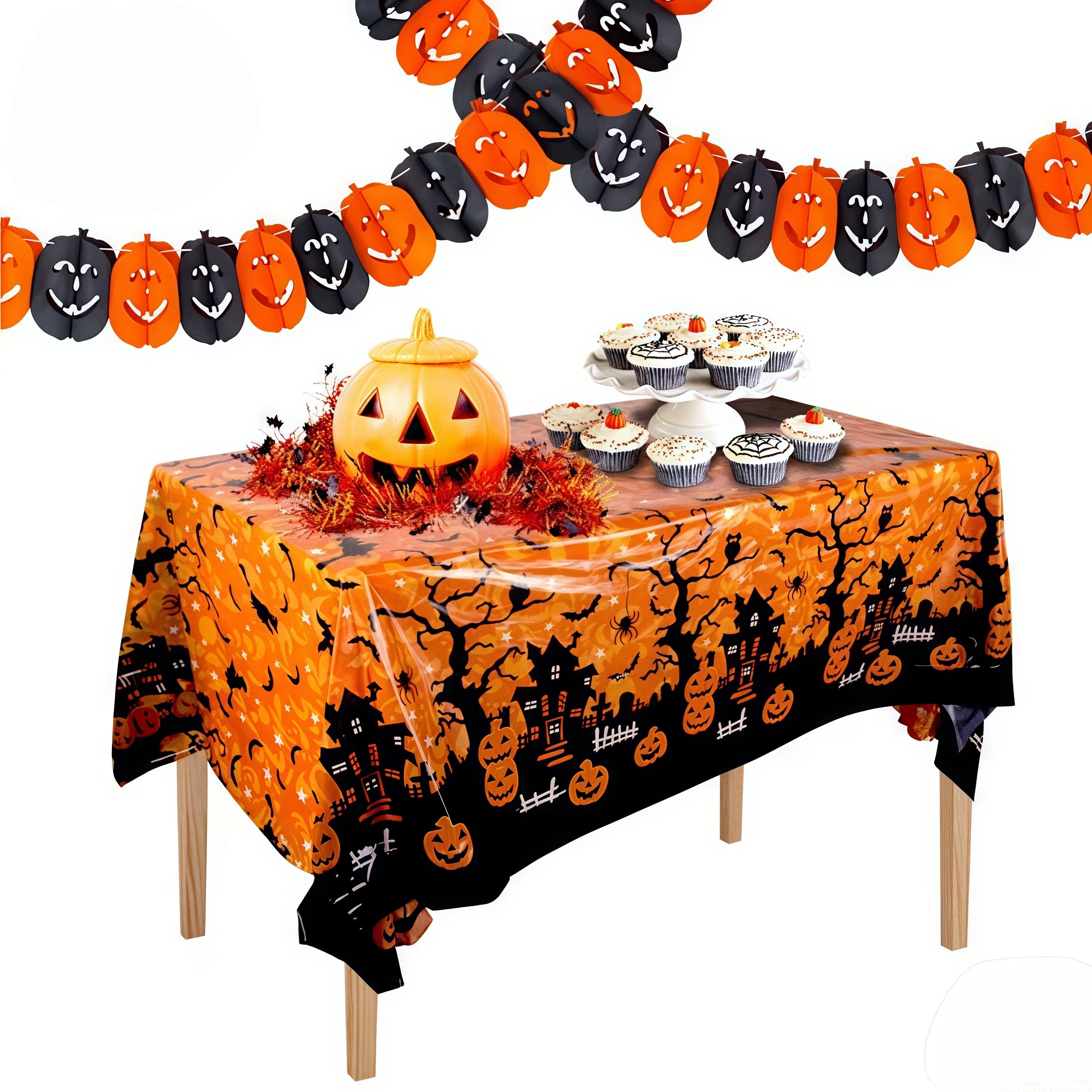 Halloween Decoration Tablecloth Pumpkin Bat Spider Web Table Cover Festival Party Home Table Decoration Supplies