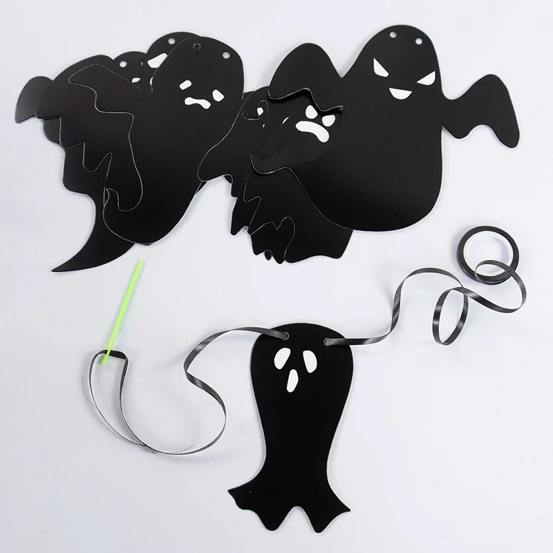 Halloween Hanging Banner Garland Cute Ghost Paper Bunting Kids Favors Happy Halloween Party Decorations For Home Horror Props