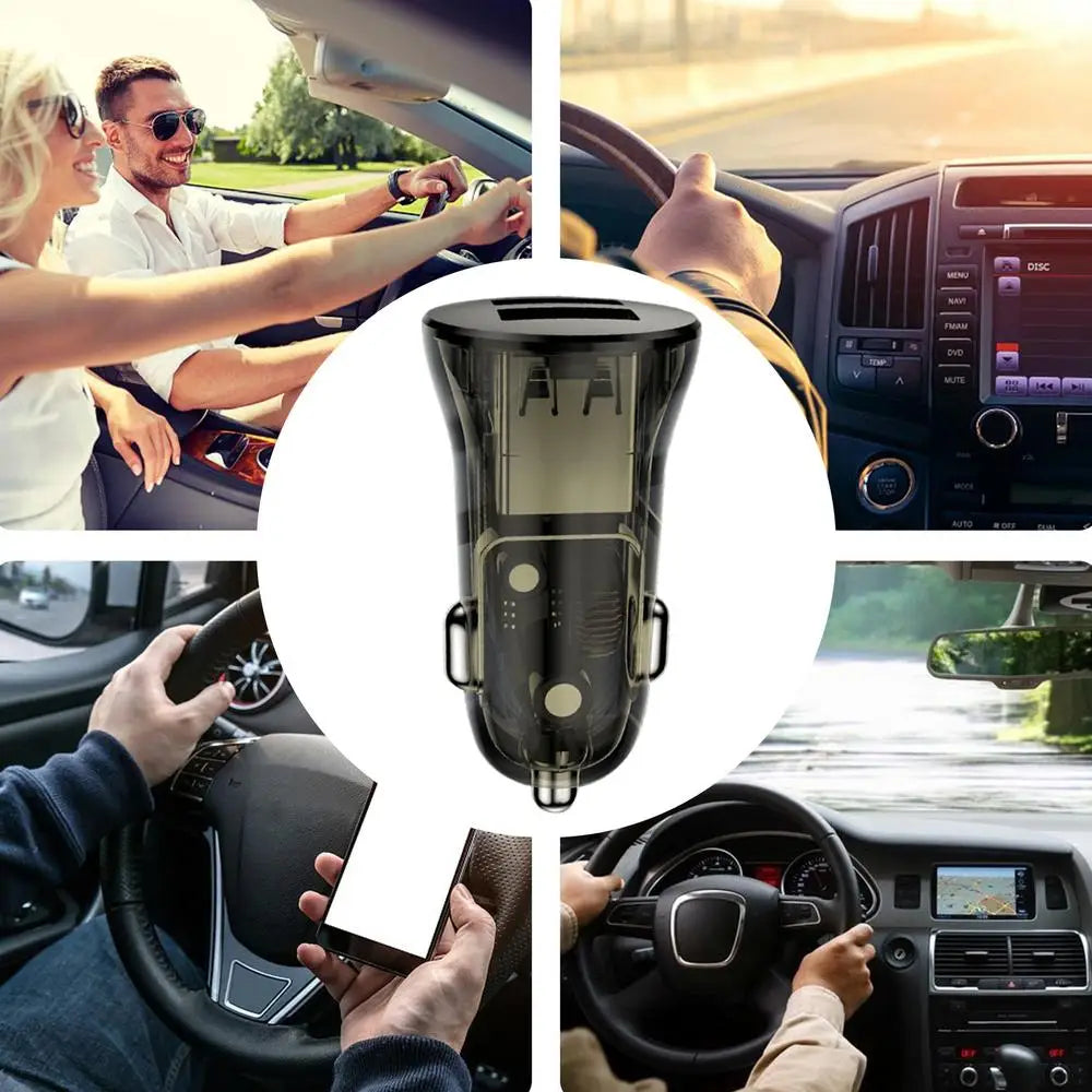 Metal 48w Car Charger Fast 48w Charger Adapter Double Type-C And USB-A Port 48w Cell Phone Car Charger For Cars Trucks Suvs Auto
