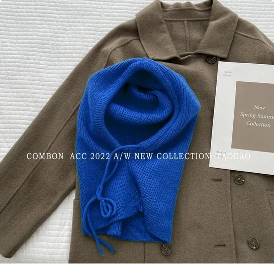 Winter Balaclava Hats For Men&Women Unisex Knitted Hooded Caps Outdoor Warmer Drawstring Hats One-Piece Neck Collar Beanies Cap