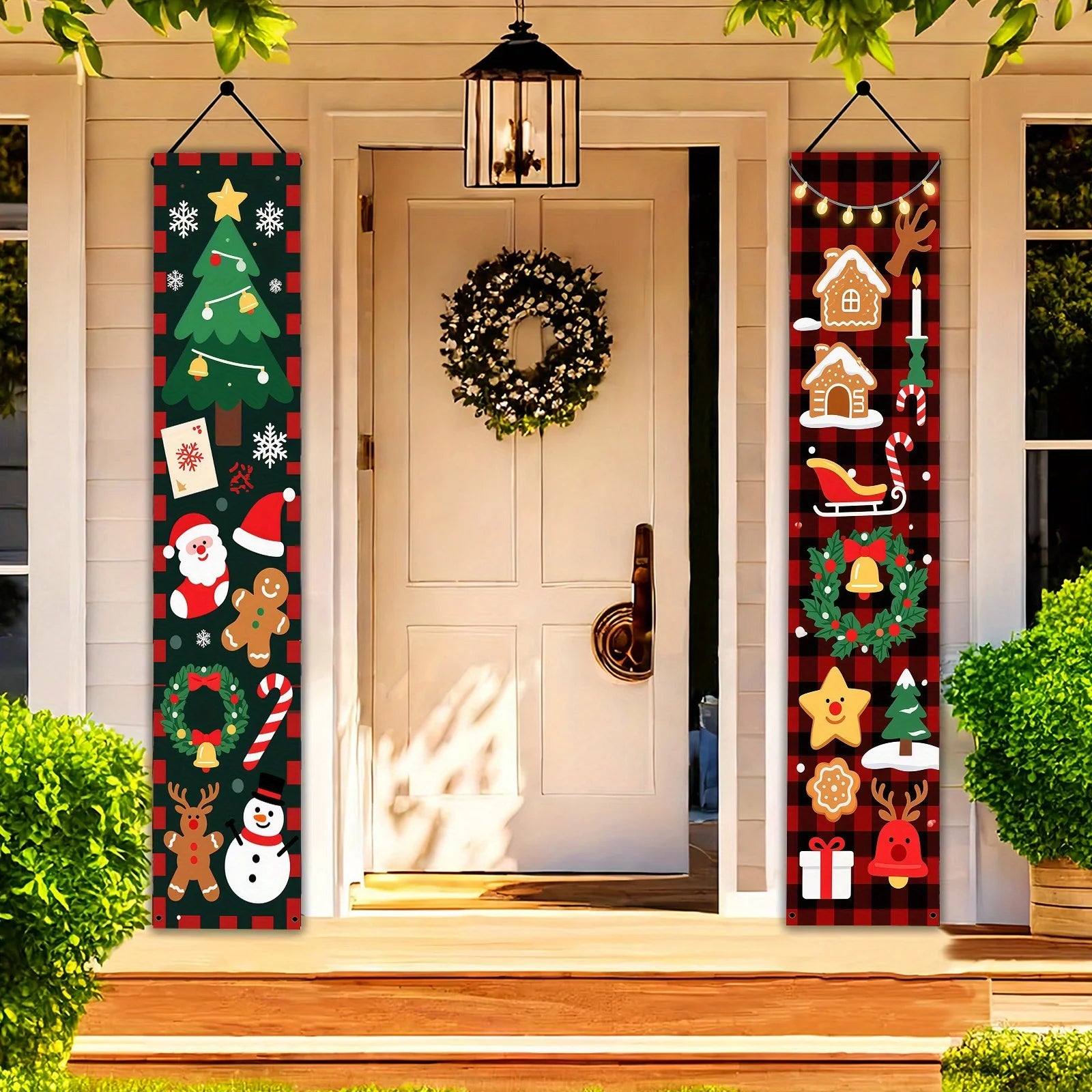 Christmas Couplets Door Decorations Santa Claus Gingerbread Man Snowman Festive Home Decoration Wall Art