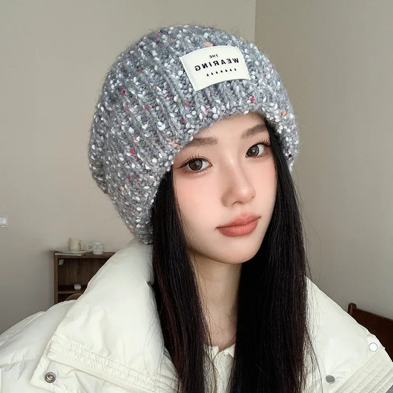Winter Hats For Women Beanie Baggy Cap Knitted Ear Protection Keep Warm Windproof Casual Cold Proof Bonnet Winter Cap Candy