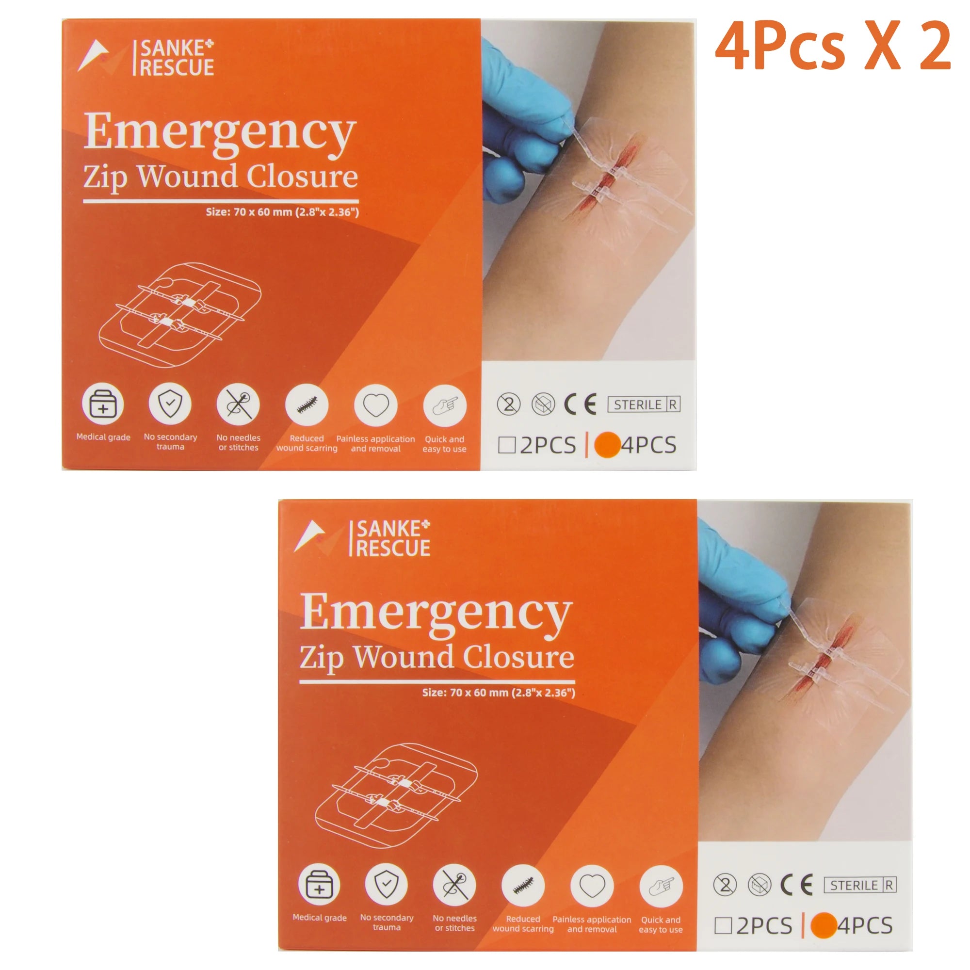 2-4PCS Zipper Painless Wound Closure Device Suture-free Wound Dressing Closure Strips Kit Emergency Laceration Closures for Ifak