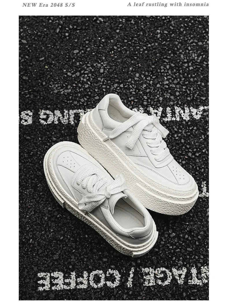 Men Fashionable Casual Sports Shoes Black White Thick-soled Lightweight Comfortable Outdoor White Sneakers Men Size 38-46