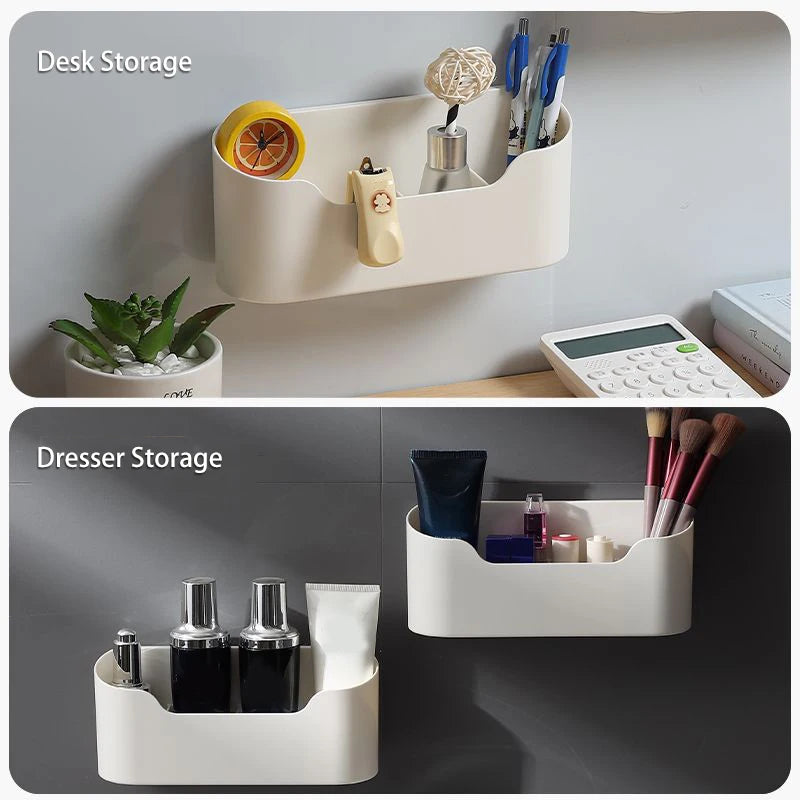 Kitchen Wall-mounted Adhesive Storage Rack Multifunctional Cabinet Door Storage Box Under Sink Drawer Shelf Bathroom Organizer