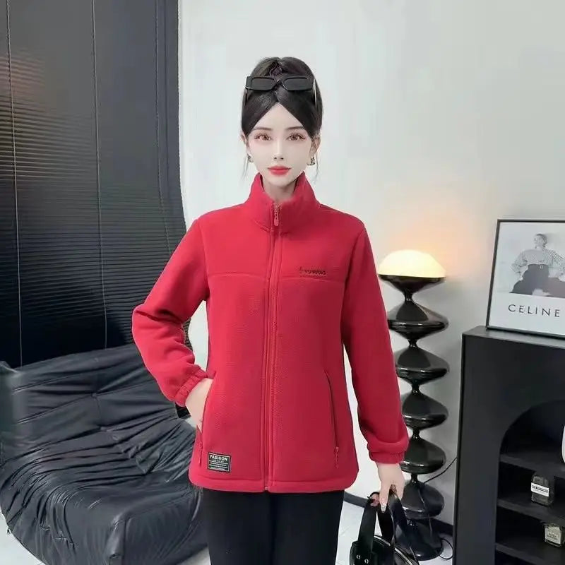 Fleece Jacket Women Can Be Worn In Autumn and Winter Thickened Double-sided Fleece Polar Fleece Jacket