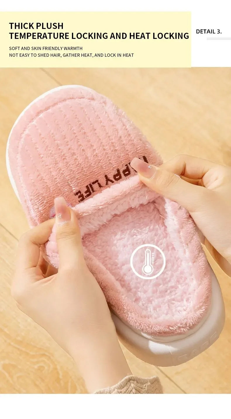 New warm cotton slippers for women's winter indoor wool slippers with thick soles and non-slip winter styles for home use.