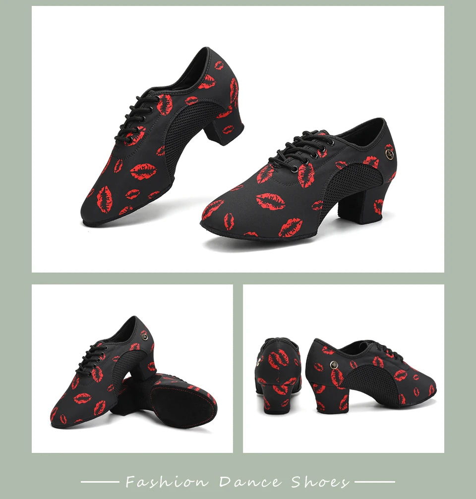 Women Dance Shoes Black Modern Ballroom Salsa Dancing Shoes Boys Latin Jazz Training Shoes Adults Tango Dance Sneakers Men
