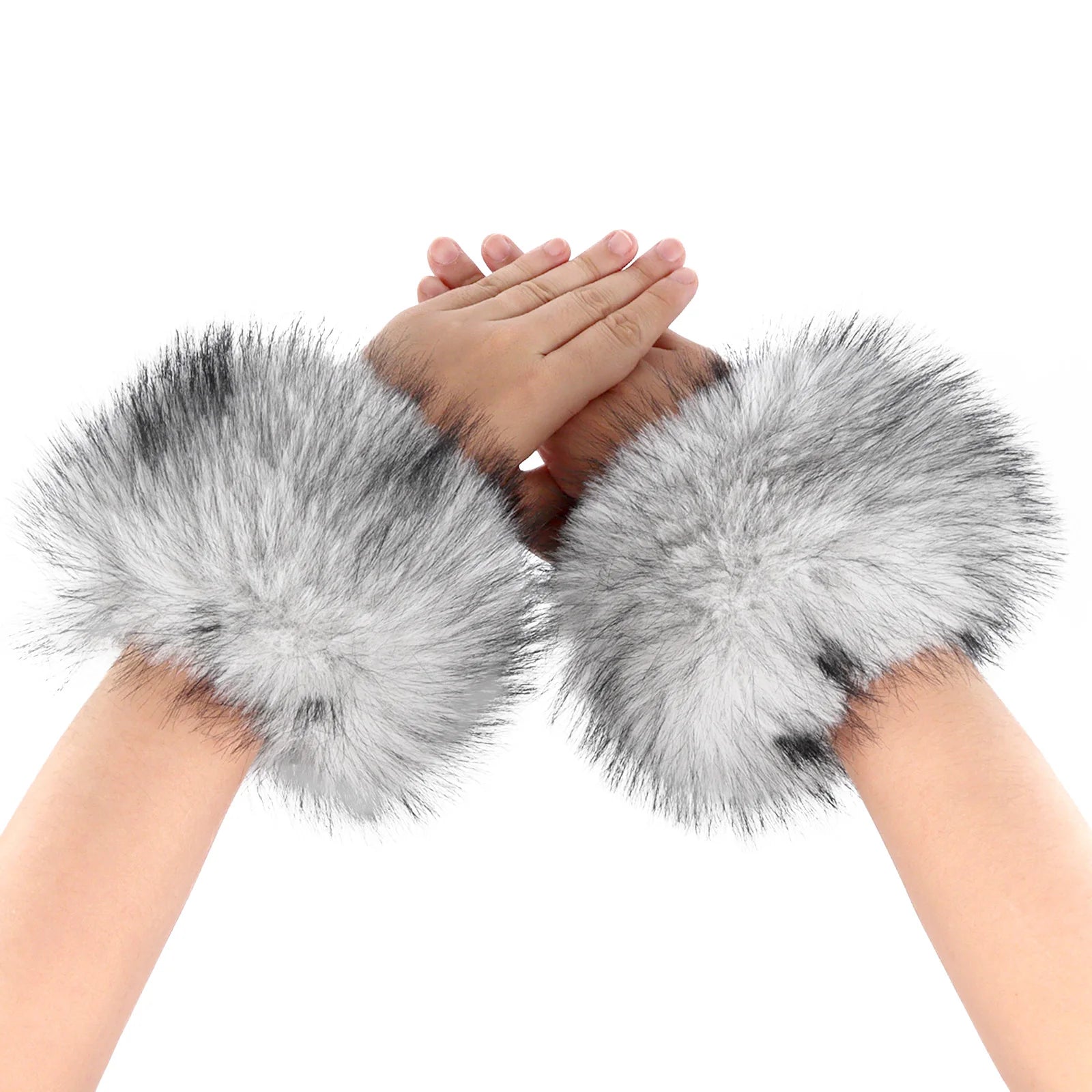 Faux Fur Wrist Cuffs Winter Furry Arm Warmers for Halloween Daily Cosplay Party Costume Accessories