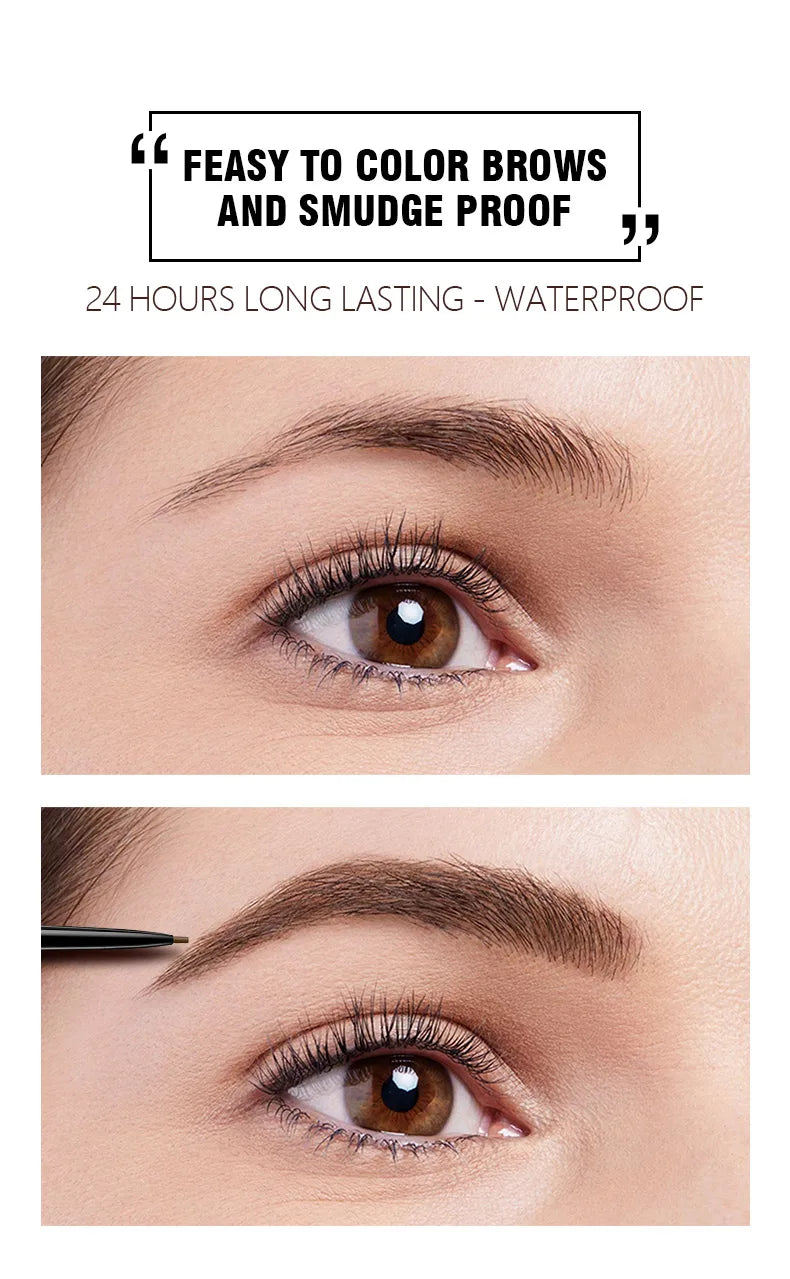 Langmanni Double headed Rotable Eyebrow Pen with a 1.5mm diameter Fine refill Waterproof Wild Eyebrow Pen and Eyebrow Brush