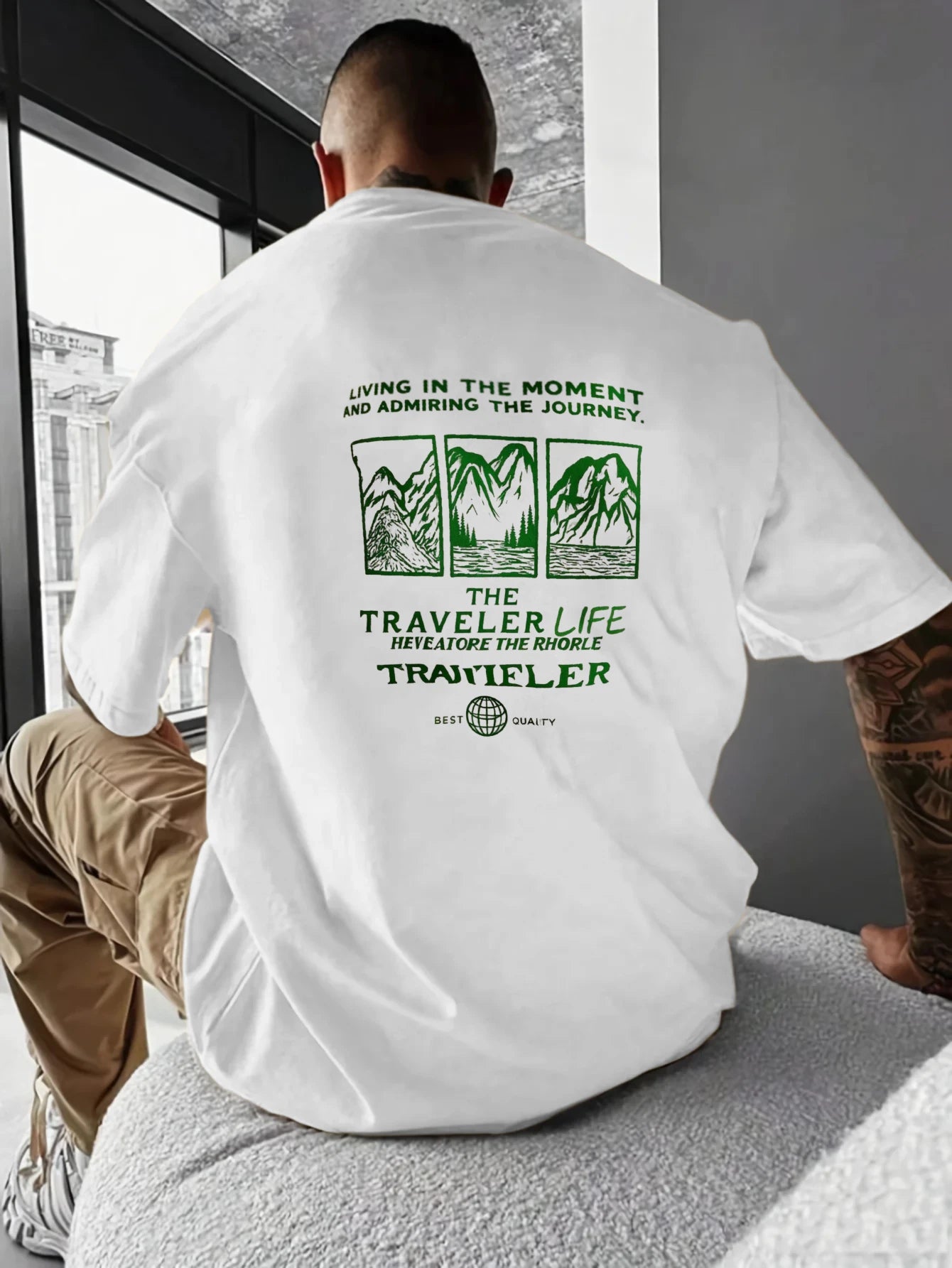 Men's T-Shirt Black Printed Pattern & Text ME High Quality Cotton 180g