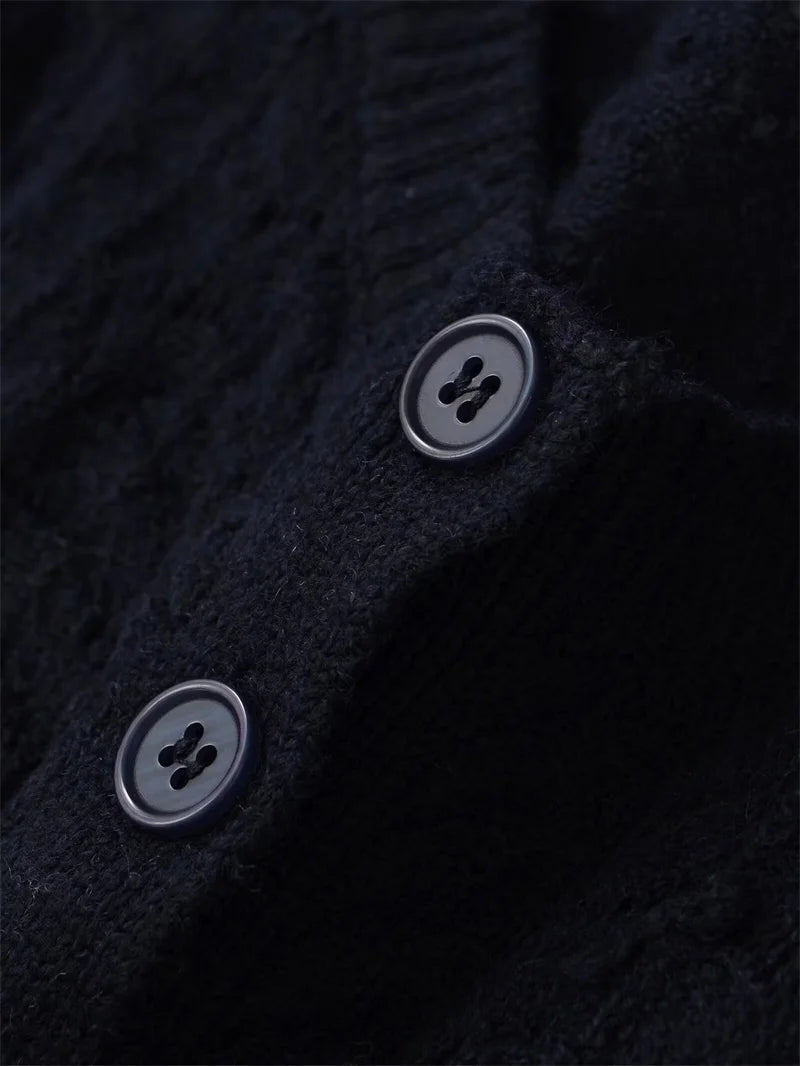 Women's Jacket 2025 Autumn New Style Black Long Sleeve Round Neck Simple KNIT Cardigan Jacket Casual Fashion Versatile