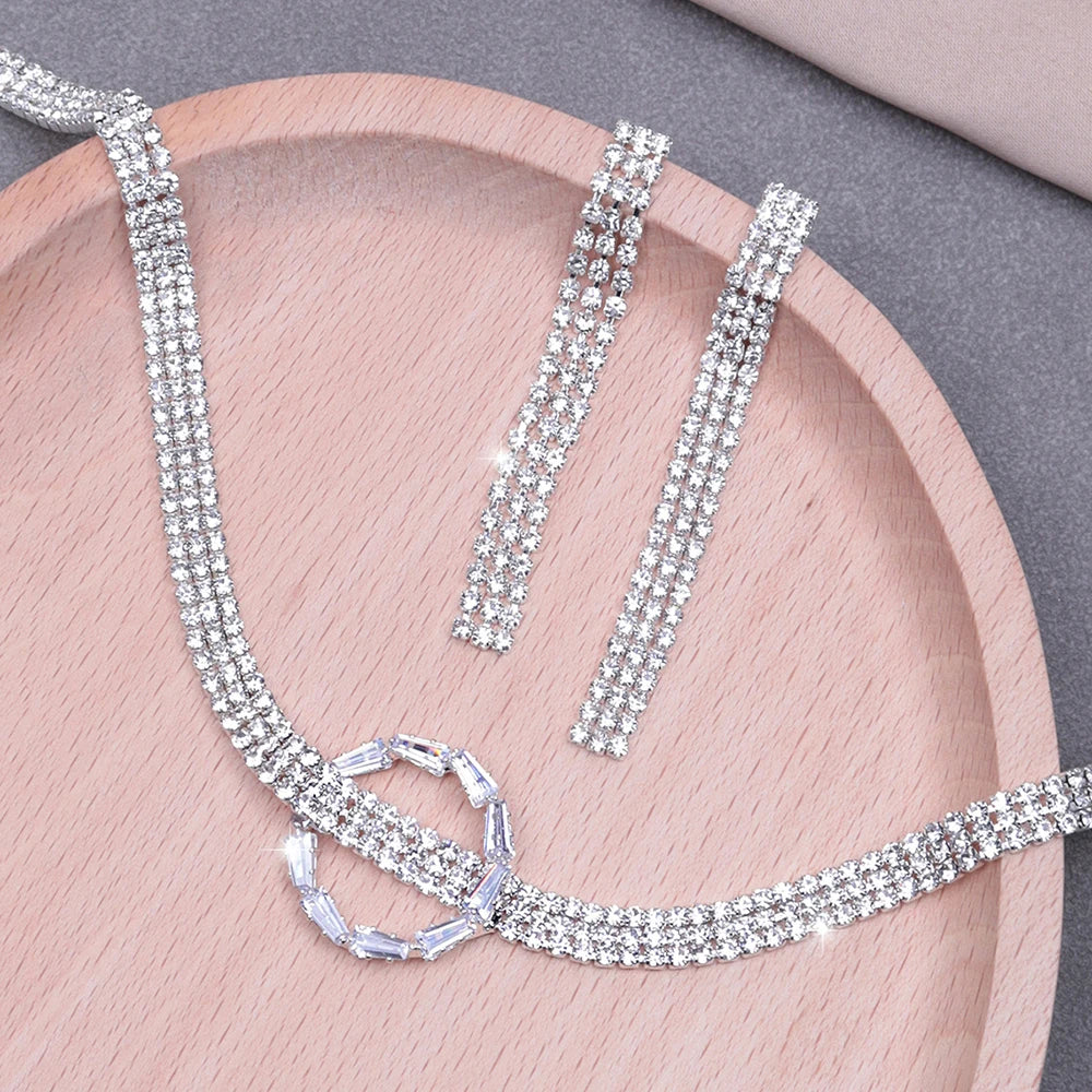 Europe And The United States Exaggerated Necklace Earrings Set Exquisite Choker Dinner Accessories Women Jewelry