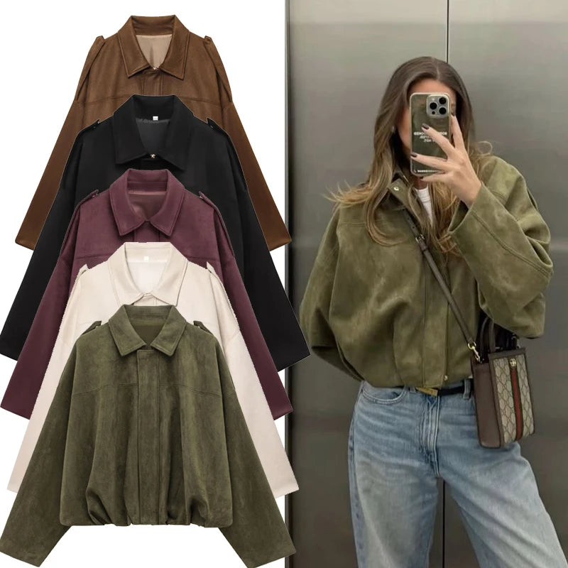 Women's Jackets Long Sleeve Women's Bomber Jacket Women's Cropped Jackets Pleats Street Wear Zip Up Jacket Outdoor Short Coats