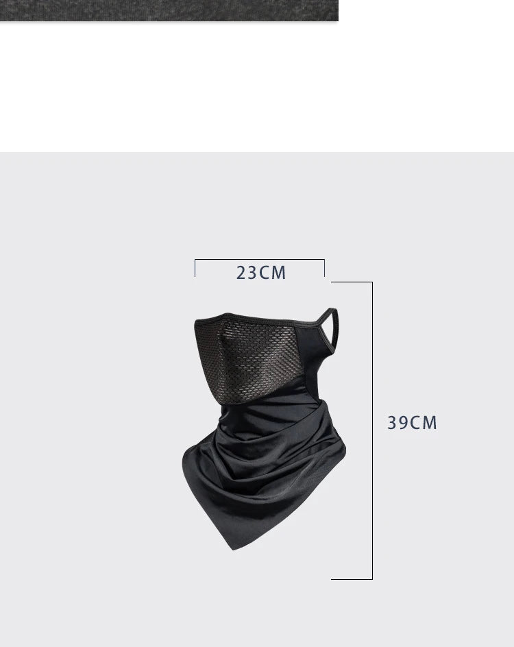 Summer Men Mask Full Face Bicycle Neckerchief Cycling Bandana UV Protection Mask Breathable Ice Silk Outdoor Hanging Ear Scarf