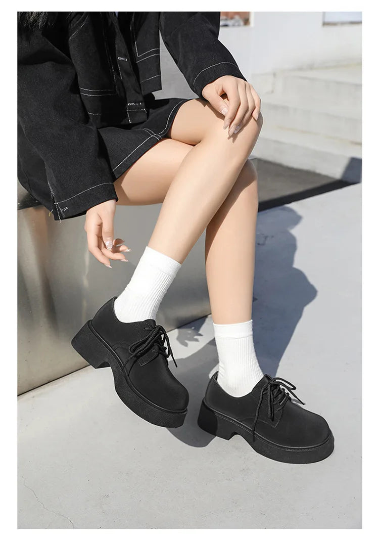 Classic British-Style Round-Toe Leather Shoes Non-Slip Comfortable Casual Dress Shoes Solid-Color Footwear for Youth Streetwear