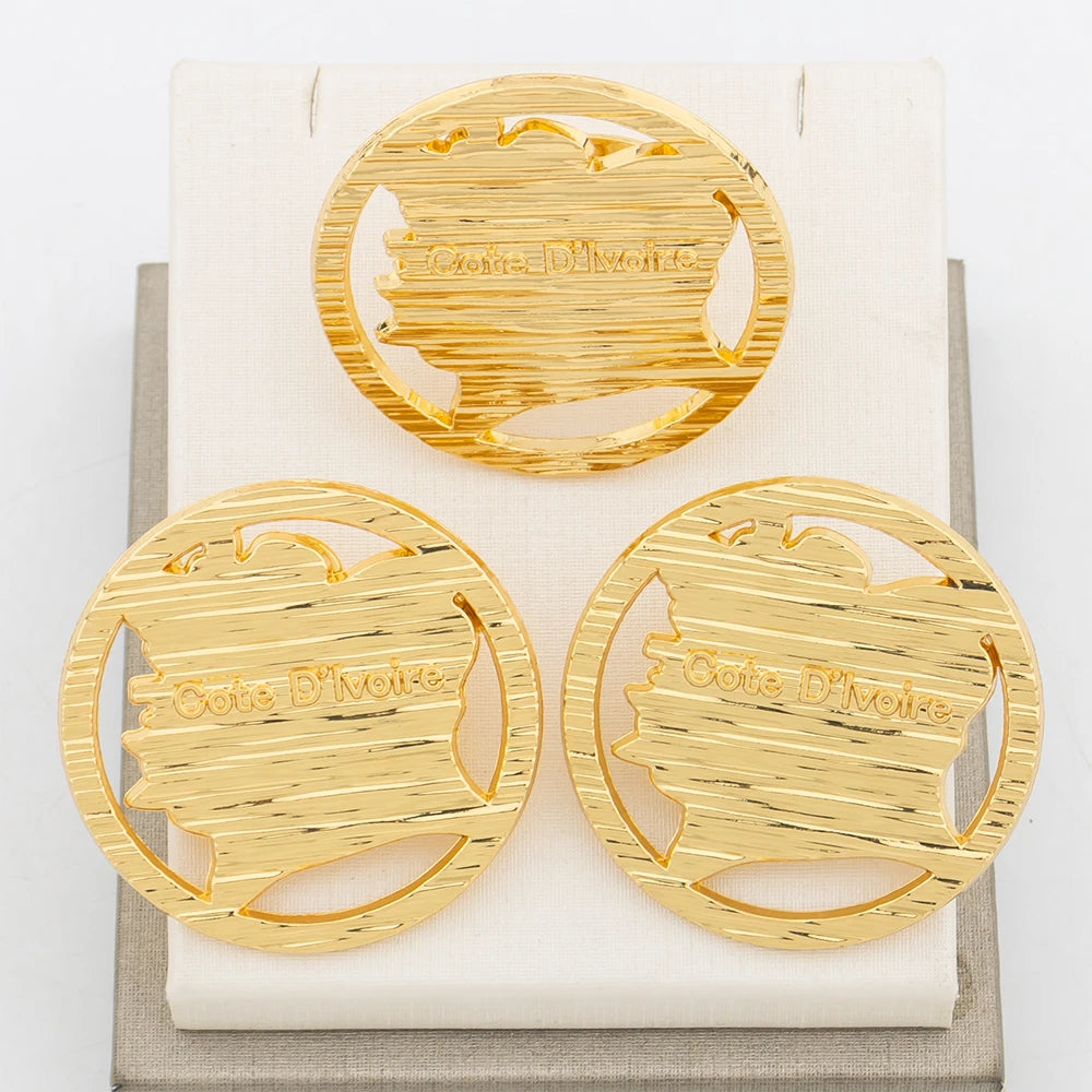 Fashion Jewelry Set For Women Geometry Earrings Adjustable Ring Africa Map Jewelry Wedding Party Gifts Trend Jewelry Accessories