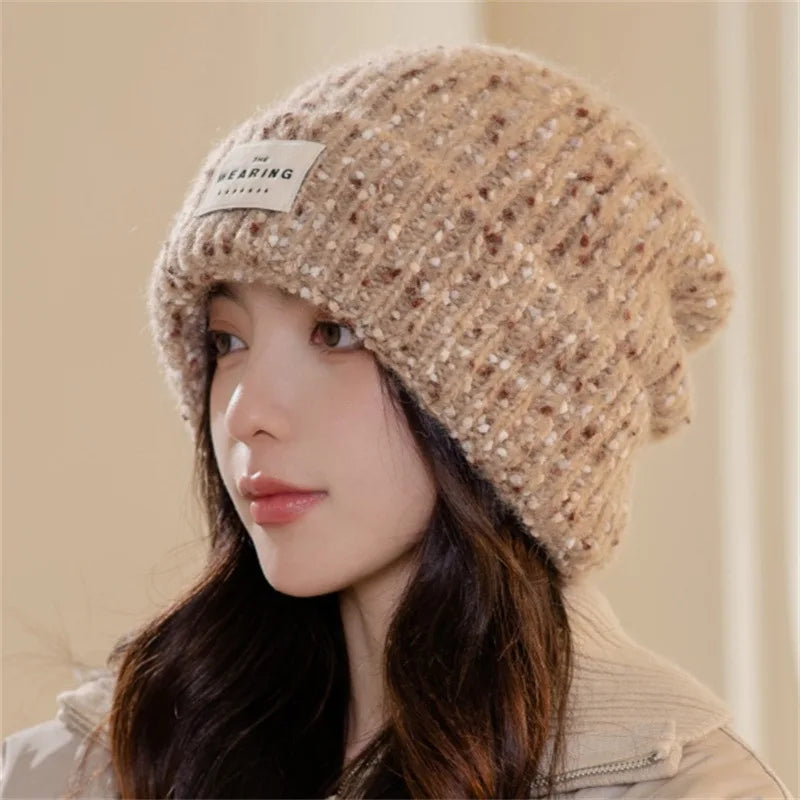 Winter Hats For Women Beanie Baggy Cap Knitted Ear Protection Keep Warm Windproof Casual Cold Proof Bonnet Winter Cap Candy