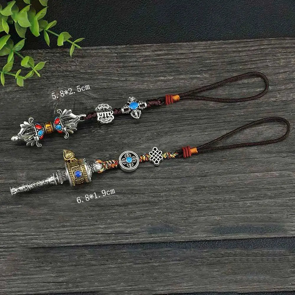 Accessories Car Ornament Women Men Jewelry Bag Pendants Key holder Vajra car keychain Prayer Wheel Pendants Buddhist keychain