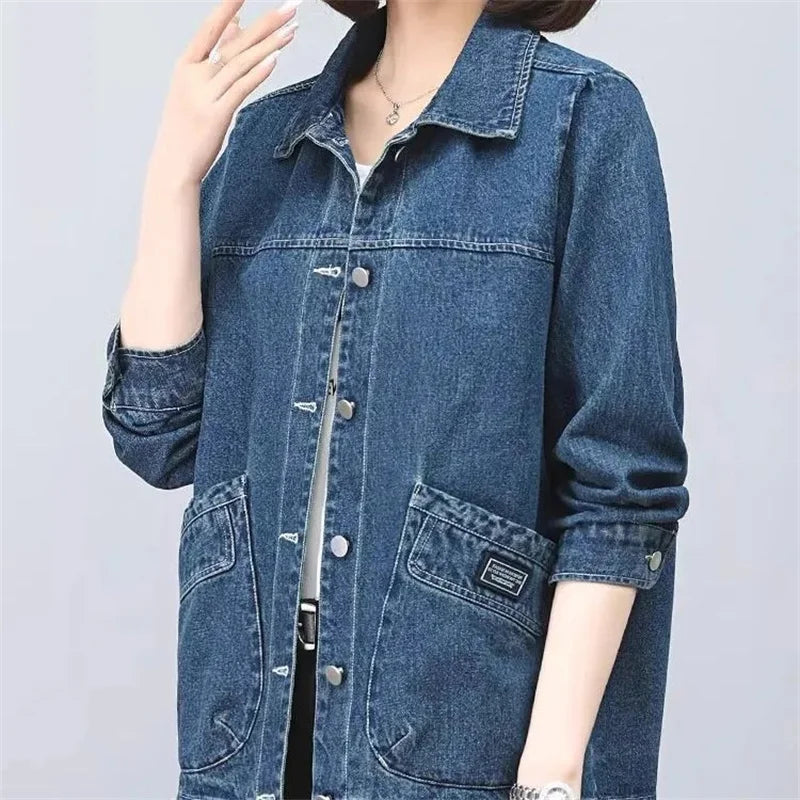 Cowboy Jacket for Women in the Spring and Autumn of 2025 New Loose and Casual Style for Middle-Aged Mothers Short Denim Jacket