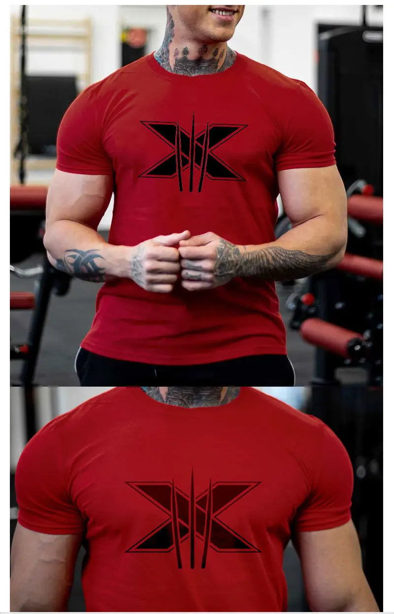 Tshirt for Men Bodybuilding  Graphic T Shirts Workout Fitness Men Clothing Short Sleeve Shirt Street Wear