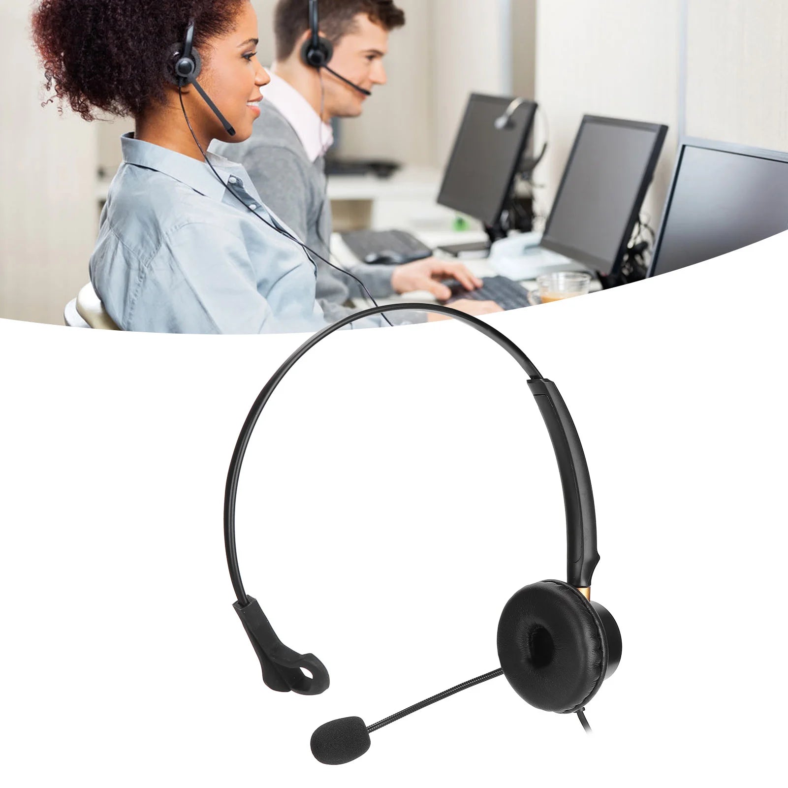 H600‑2.5 Telephone Headset 2.5mm Single Ear Customer Service Headphone with Noise Reduction Microphone 2.5mm Telephone Headset