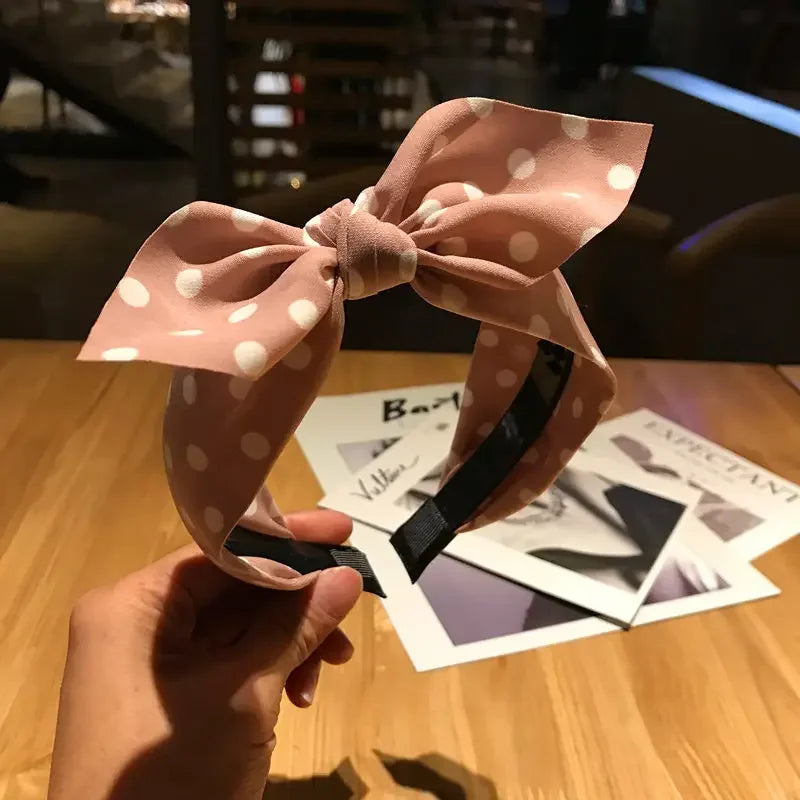 Hair Accessories Women's Headband Bow Knot Sweet Korean Style Polka Dot Hairband Cute Hair Hoop Headwear Headdress Girl Gifts