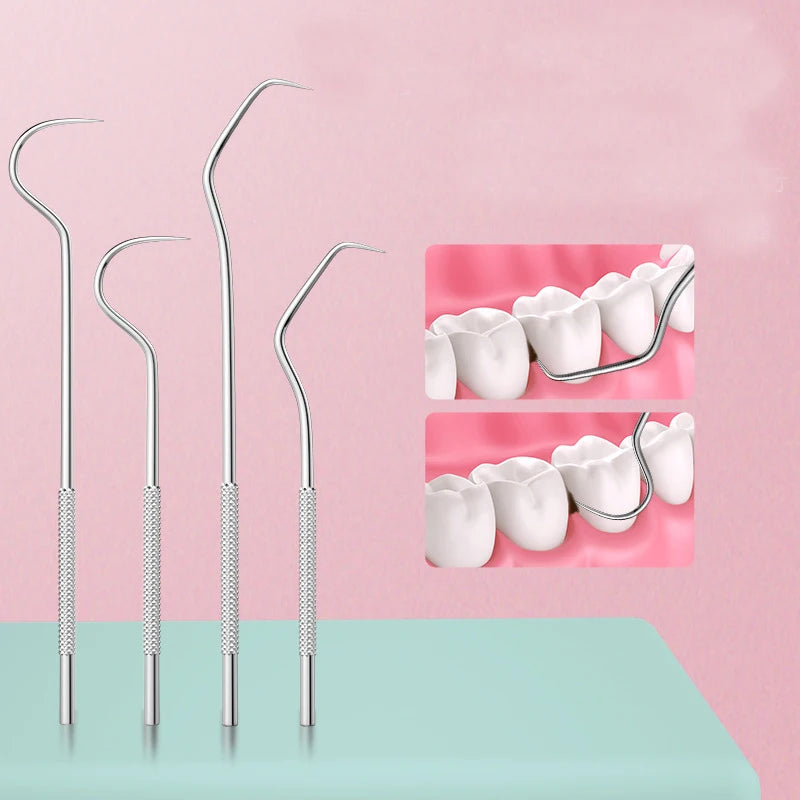 Stainless Steel Toothpick Set Tooth Flossing Reusable Toothpicks Portable Toothpick Floss Teeth Cleaner Oral Cleaning