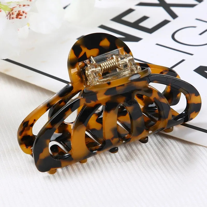 Women Hair Accessories Hollow Out Fashion Acetate Hair Claws Colourful Ponytail Crescent Acetic Claw Clips For Girls