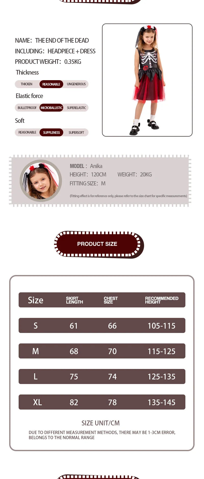 Halloween cosplay girls sleepveless vintage party dress scary skull witch day of the Dead costume #1 # W