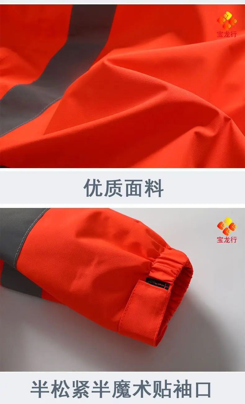 Men's Work Jacket with Reflective Stripes, Custom Logo Available, Casual Autumn Winter Coat for Men