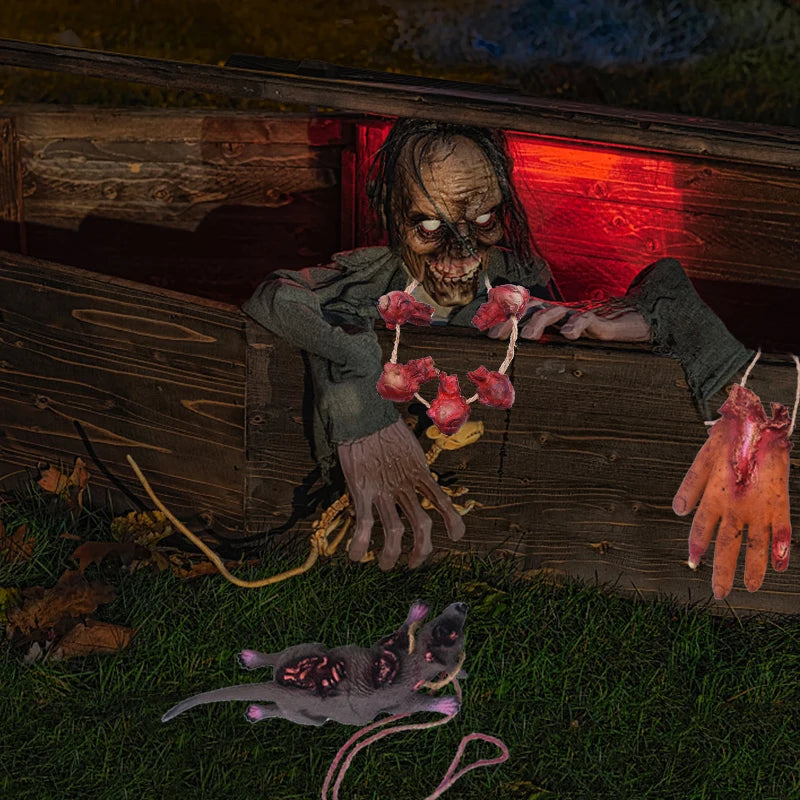 Halloween Horror Hanging Prop Fake Dead Mouse Bat Bloody Hand Feet Halloween Party Decoration Haunted House Decor Prop Ornament