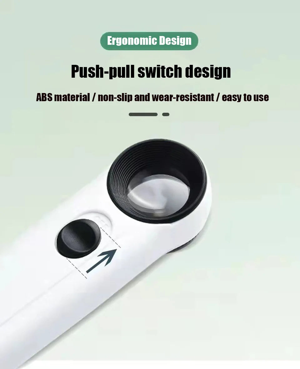 Handheldhigh-definition40x magnifying glass withLED light suitable for electronic repair， antique identification， iconic jewelry