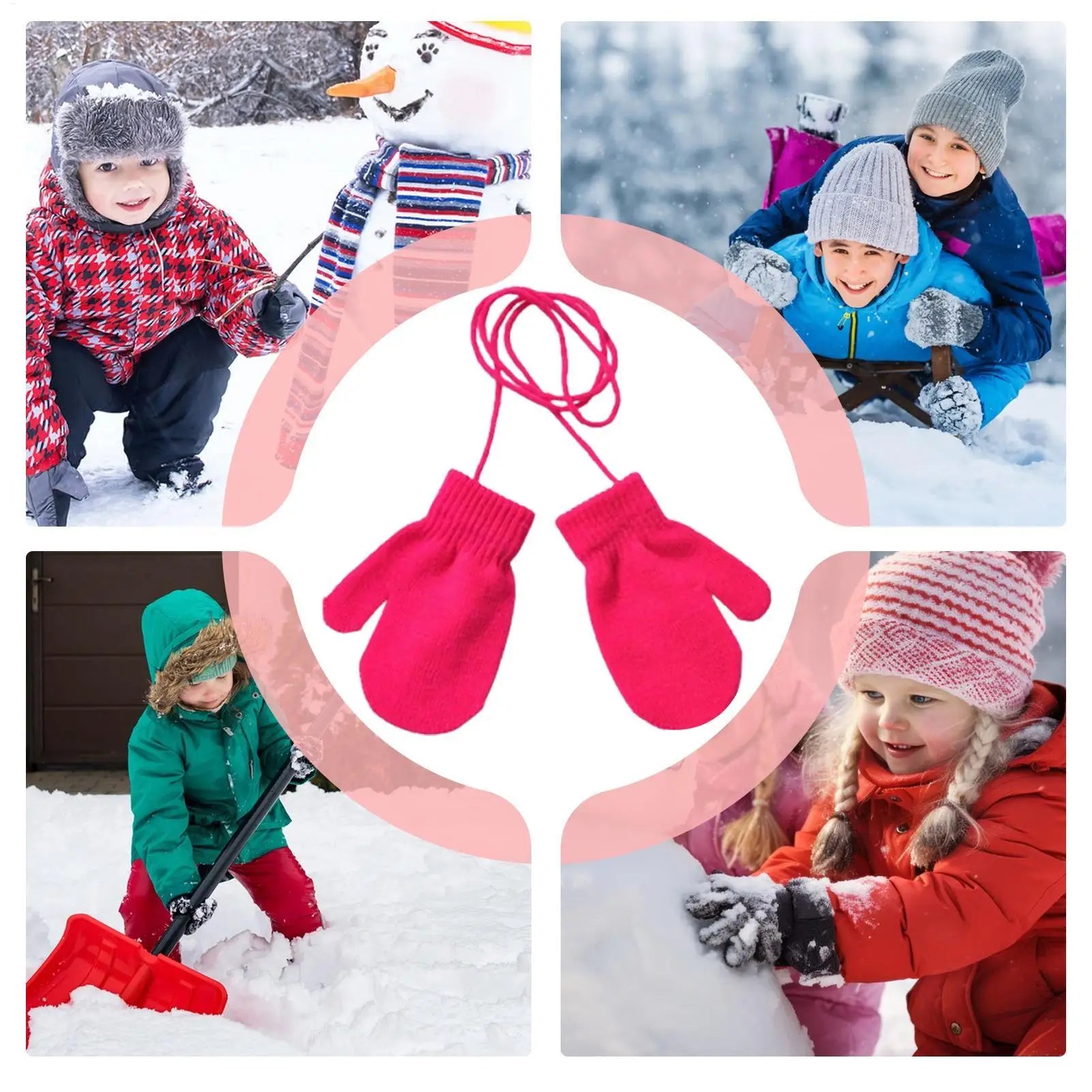 Winter Ski Gloves for Children Windproof Thickened Knitted Gloves Comfortable Warm Mittens Boys Girls Snow Warm Accessories