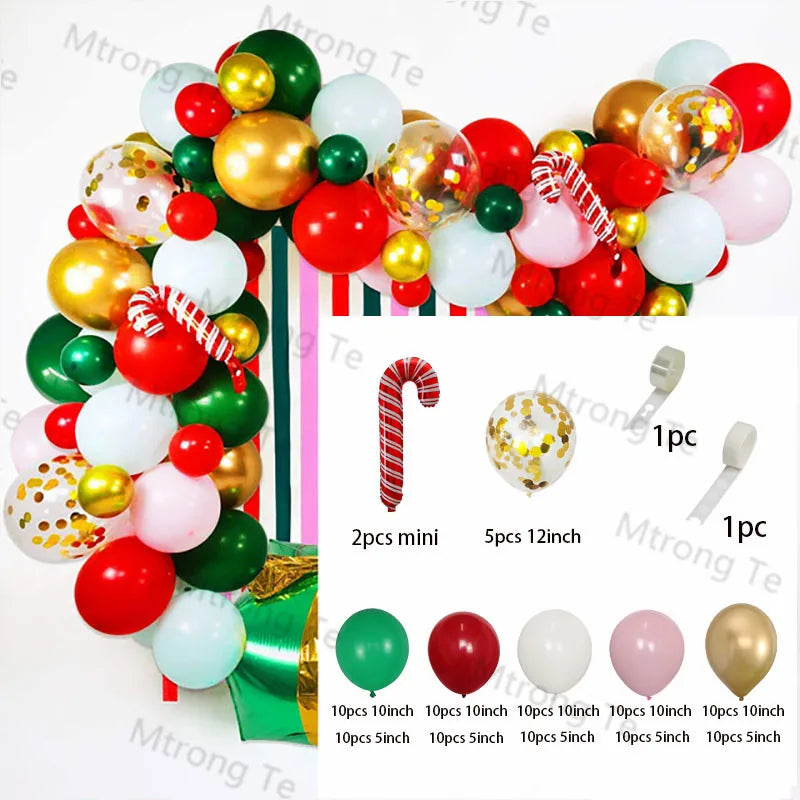Christmas Decoration 2023 Balloon Red Green Arch Garland Kits Candy Balloons Santa Claus Merry Christmas Party New Year Decor