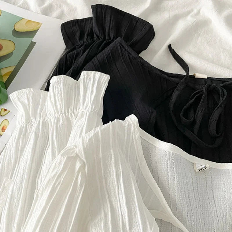 Women's Jackets Chic Folds Designer Summer Lace-up Crop Jacket Vintage Fashion Temper Sweet Girlish Long Sleeve Sun-proof Coat