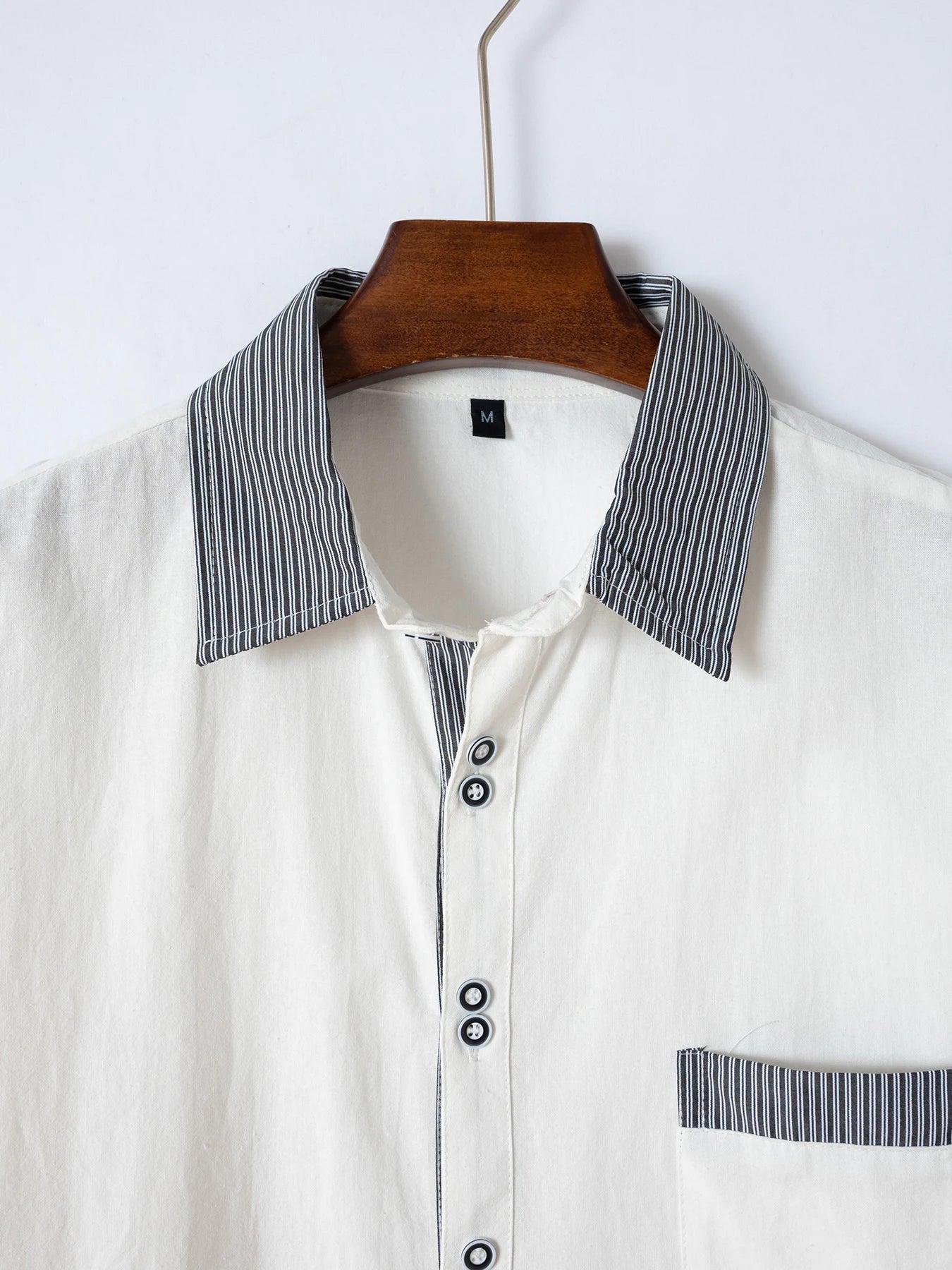 Men shirts fashion men's striped double buckle short sleeve business slim casual shirt short sleeve shirts for men