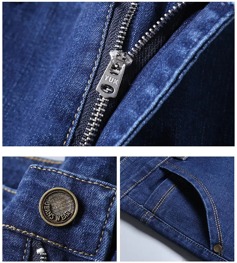 Men Fashion Straight Jeans Men 2025 New Stretch Slim Fit Pants Comfortable Soft Business Denim Trousers Male Brand Clothing