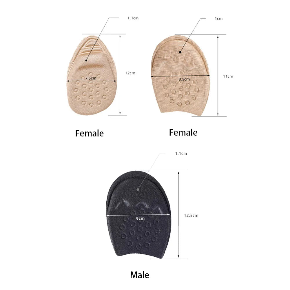 Women Men Pain Relief Forefoot Insert Half Insoles Non-slip Sole Shoe Cushion Reduce Padded Front Foot Pads for Shoes Inserts