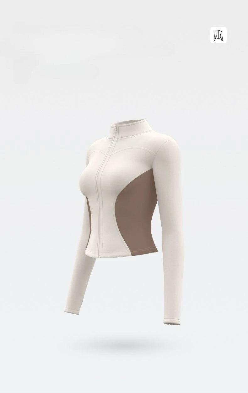 Women's Fitness Suit for External Wear Color Blocking Slimming and Slimming Quick Drying Yoga Jacket Running Sports Sweatshirt