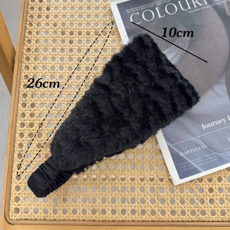Winter Wide Headband Rabbit Fur Hairband Elastic Windproof Warm Ear Protection Women Hair Accessory for Cold Weather Styling
