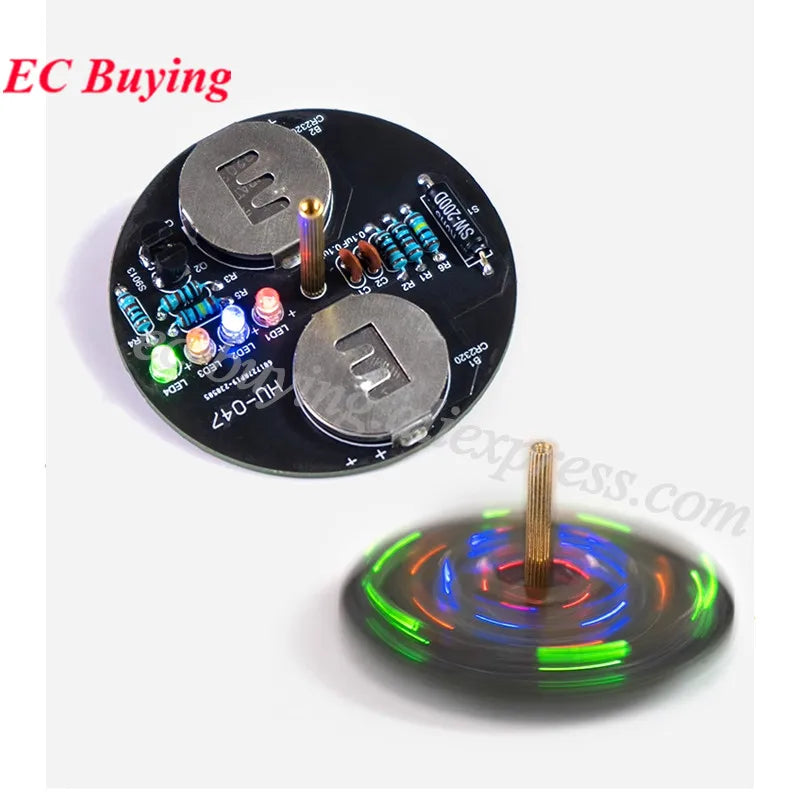 Diy Electronic Kit Desktop LED Gyro Spinning Top Welding Kit Rotating Lantern Inline Components Diy Electronic Sodering Project